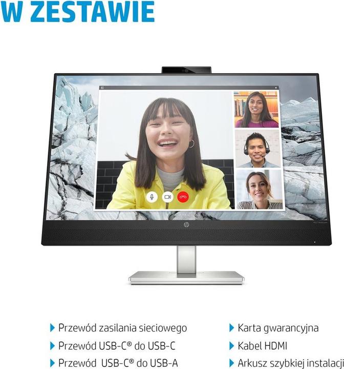 Produktbild HP M27 Webcam Monitor 68,58cm (27" ) (Full HD, IPS, 5ms, HDMI, DisplayPort, USB, 75Hz) (Energiekl... (1920 x 1080 Pixel, 27")