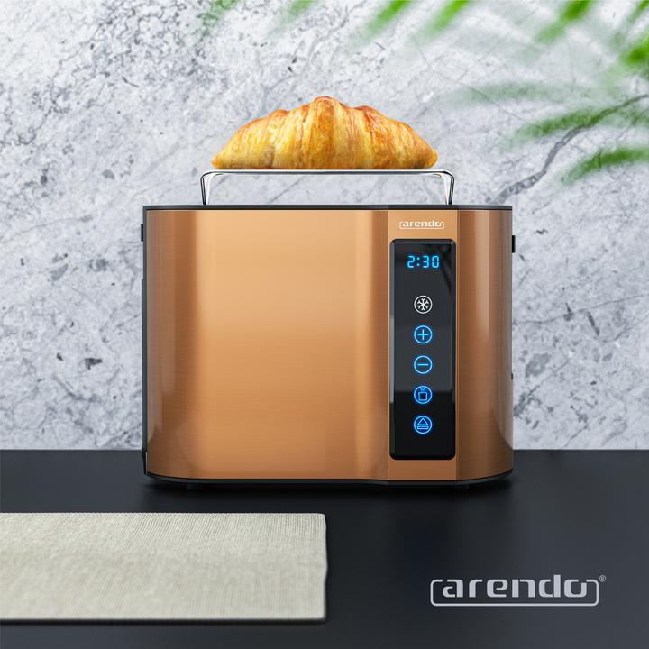 Produktbild Arendo Toaster Edelstahl 2-Scheiben Kurzschlitz, Brötchenaufsatz, Touchpanel, Display mit Restzeitanzeige