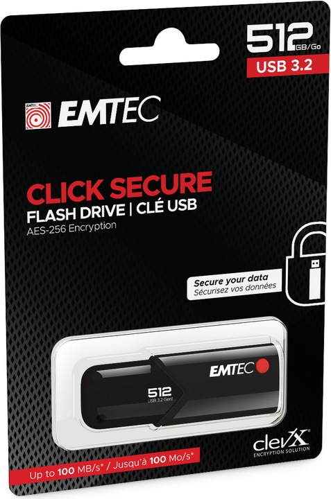 Image du produit Emtec B120 Click Secure (512 Go, USB-A, USB 3.2)