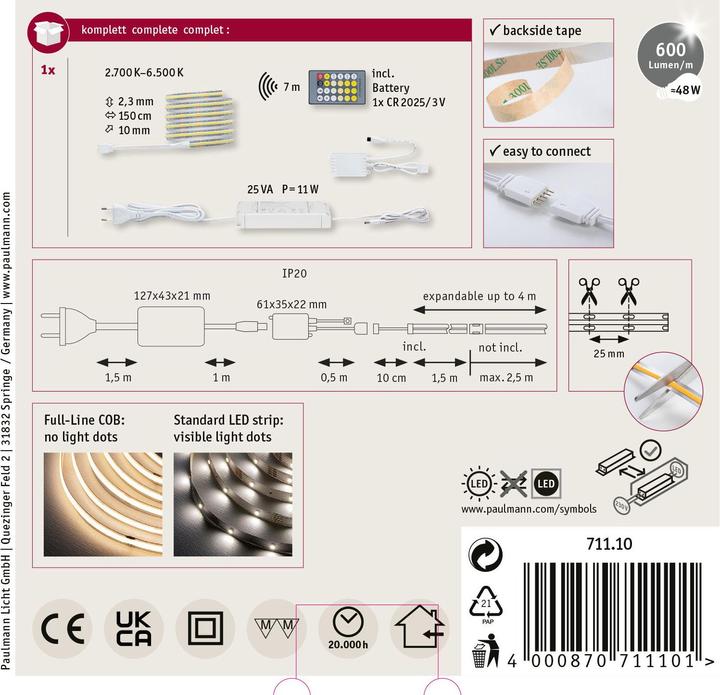 Actual product image Paulmann MaxLED 500 Full-Line COB Stripe Set (White, 150 cm, Indoor)