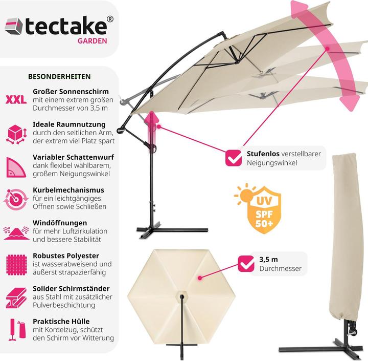 Image du produit tectake Parasol déporté (3.50 m)