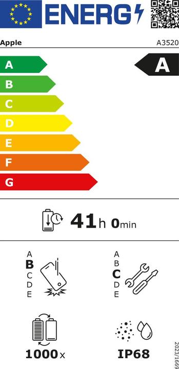 Energie-Label Apple iPhone 17 256GB - Sage (256 GB, Sage, 6.30", Dual SIM, 5G)
