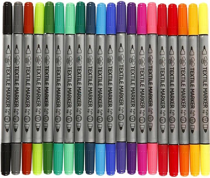 Produktbild Creativ Company Textilmarker Set Mehrfarbig (Mehrfarbig, 2.30 mm, 20 x)