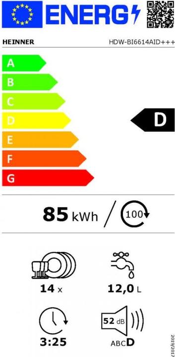 Energy Label Heinner HDW-BI6614AID+++