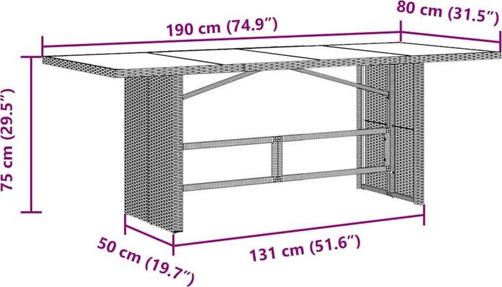 Actual product image vidaXL Garden dining set (190 x 80 x 75 cm)
