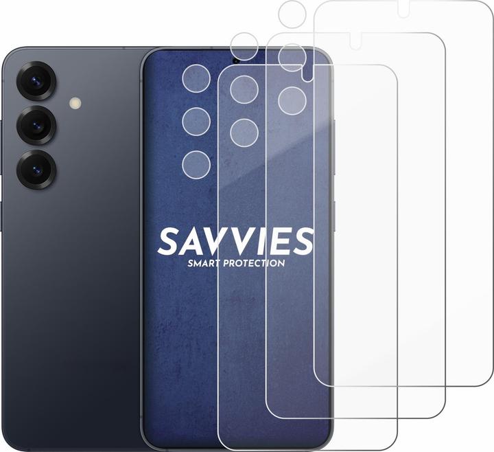 Actual product image Savvies 3x Smart Glass - 9H Hybrid Glass Screen Protector for Samsung Galaxy S25 (Front+Camera) (3 pcs., Samsung Galaxy S25)