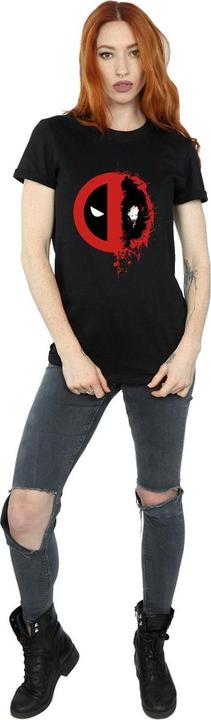 Actual product image Womens/Ladies Deadpool Split Splat Logo Cotton Boyfriend T-Shirt (3XL)