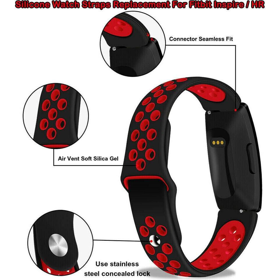 Thumbnail - Strap-it Sportarmband (Silikon, Inspire 2), Uhrenarmband, Schwarz, Rot, Mehrfarbig