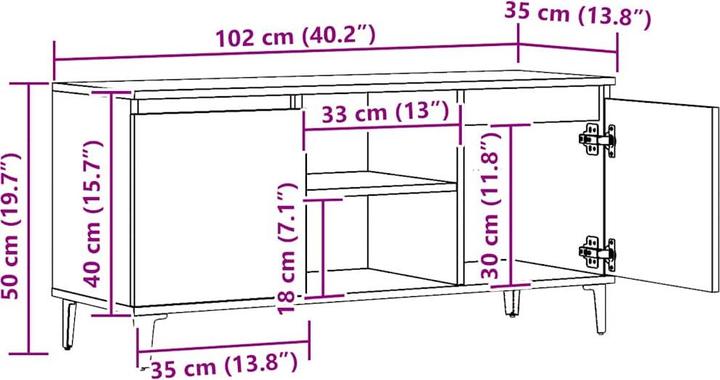 Actual product image vidaXL TV Schrank Lowboard Fernsehschrank Fernsehtisch TV Möbel Artisan-Eiche (102 x 35 x 50 cm)