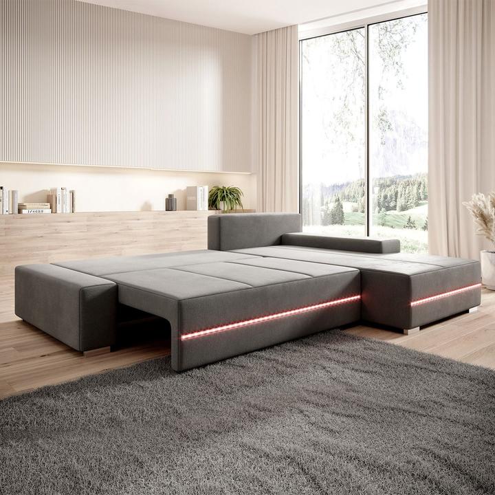 Actual product image Juskys Davos sofa with LEDs & sleep function (Sofa landscape)
