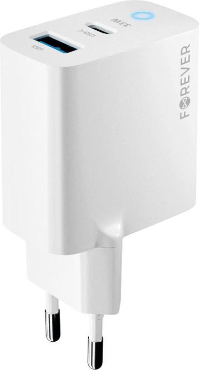Produktbild Forever TC-06-33AC GaN PD QC Ladegerät 1x USB-C 1x USB 33W weiss (33 W)