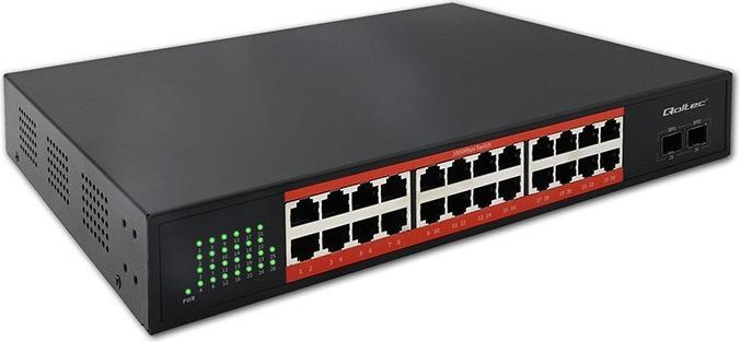 Qoltec Przełącznik sieciowy SWITCH Gigabit Ethernet | 24x RJ45 | 2x SFP | 1000 Mb/s (24 ports)