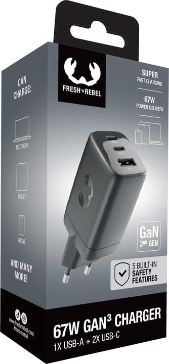Immagine prodotto Fresh'N Rebel Fresh 'n Rebel Wall Charger Grey 67W (67 W, 3 porte)