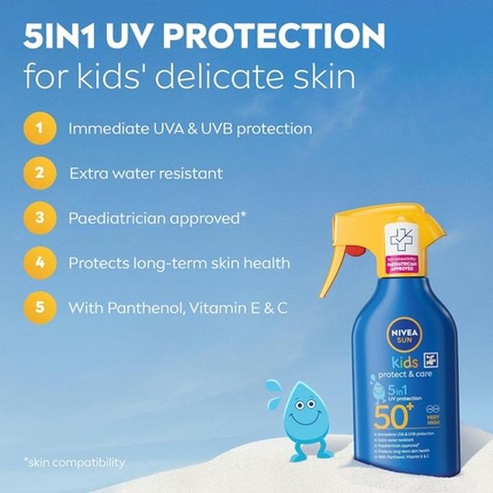 Immagine prodotto NIVEA Sun Kids SPF 50+ Spray a Trigger (Spray solare, SPF 50+, 270 ml)