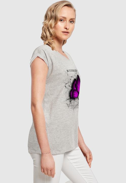 Produktbild Merchcode Ladies Butterflies Extended Shoulder Tee - 112637 (S)