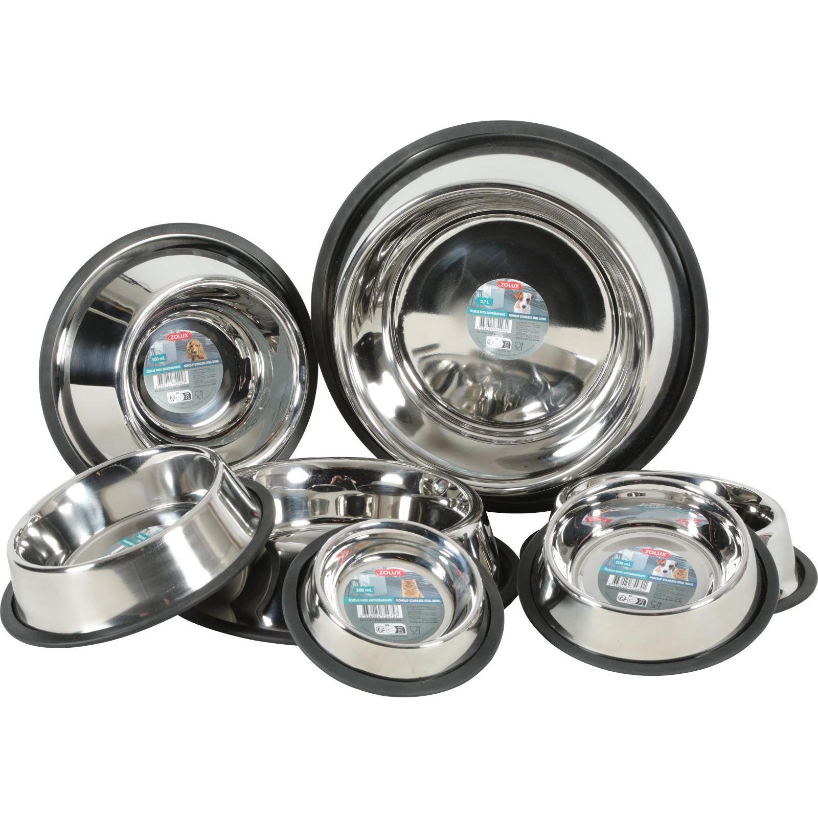 Thumbnail - Zolux Bowl Inox on rubber 0.9 l spaniel (0.90 l), Futternapf