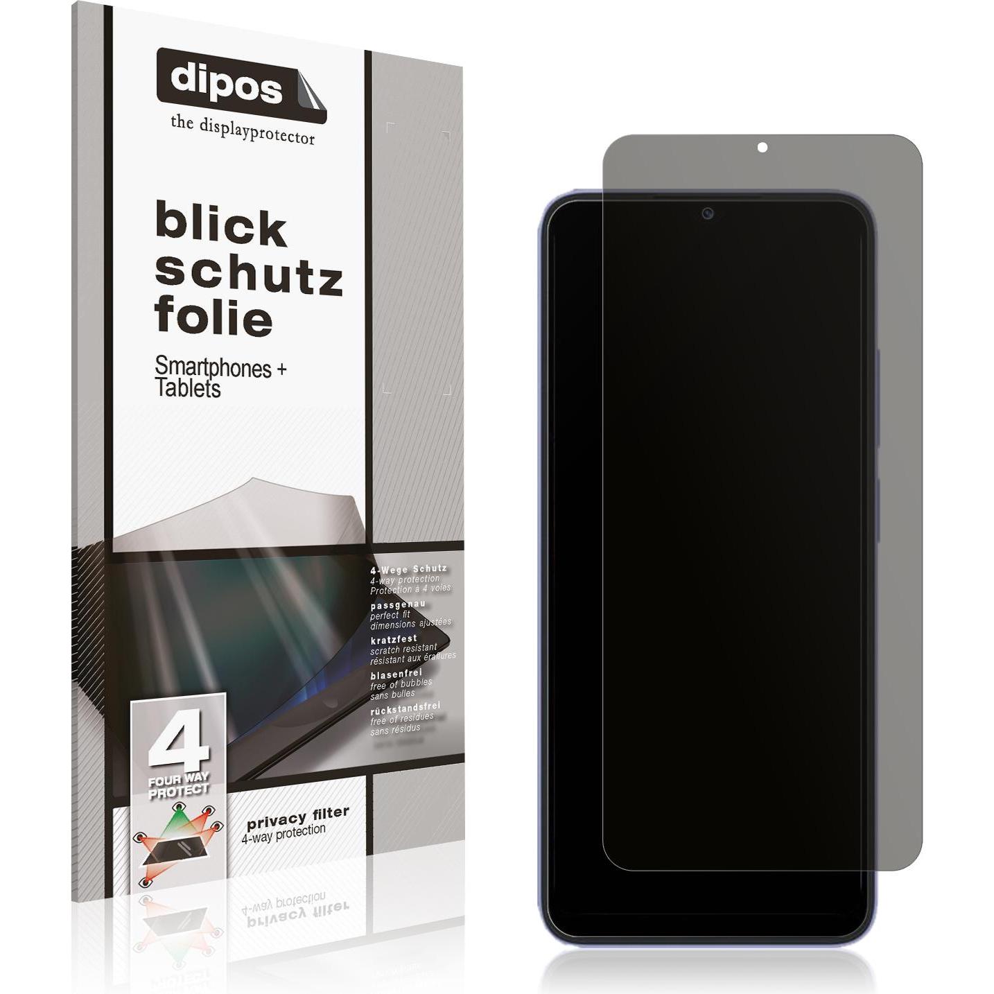 Dipos Blickschutzfolie 4-Way Privacy (1 Stück, Xiaomi Redmi 12C), Smartphone Schutzfolie, Transparent