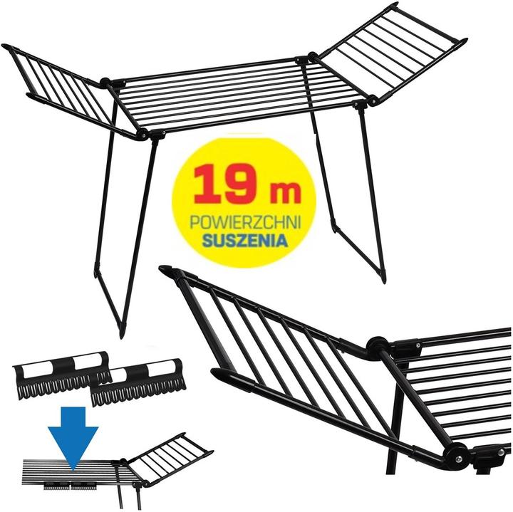 Actual product image Promis AMALFI foldable clothes horse black