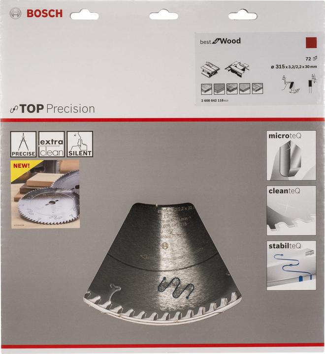 Immagine prodotto Bosch Professional Zubehör Lama circolare Top Precision Best for Wood, 315 x 30 x 3,2 mm, 72