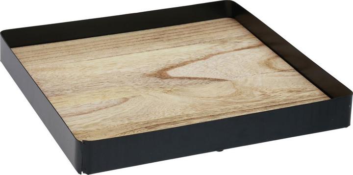 Viana Deko Tablett Metall Holz quadratisch