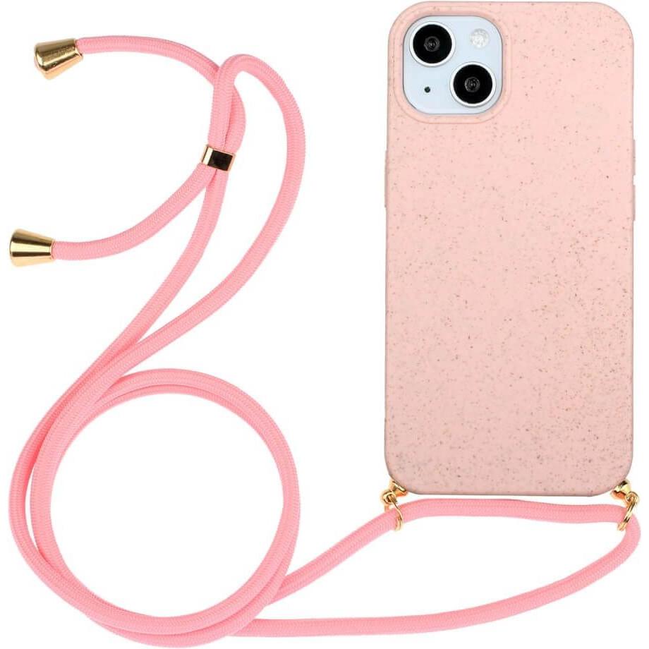 Cover-Discount iPhone 15 Plus - Eco-Friendly Hülle mit Kette rosa (Apple iPhone 15 Plus), Smartphone Hülle, Rosa