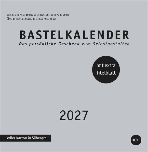 Premium-Bastelkalender silbergrau gross 2027