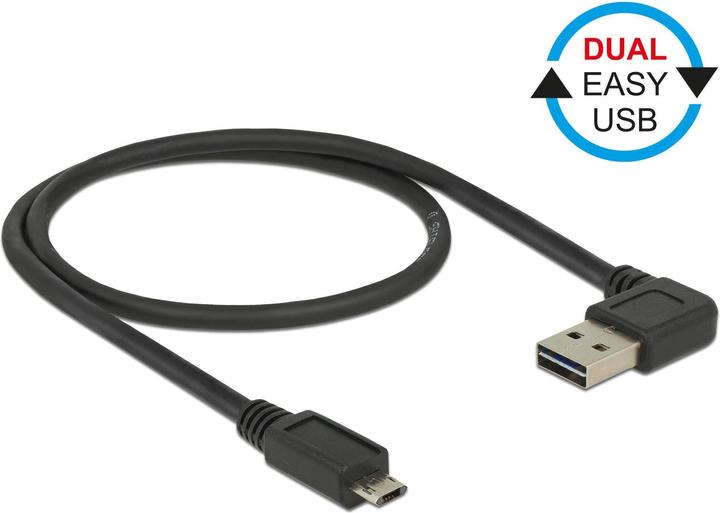 Produktbild Delock USB2.0-Kabel Easy A-MicroB: 0.5m, schwarz (0.50 m, USB 2.0)