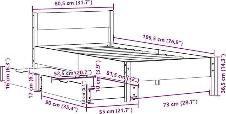 Actual product image VidaXL Bed without mattress (120 x 200 cm)