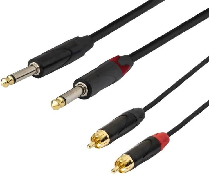 Image du produit SSQ RCAJM5 - Câble 2x RCA - 2x Jack Mono 6 3 mm 3 m noir (5 m, Câbles Cinch)