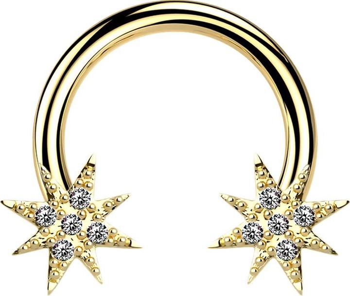 Immagine prodotto Star Piercing Micro Circular Barbell 14k vergoldet mit Stern (Ottone, Acciaio chirurgico 316L)
