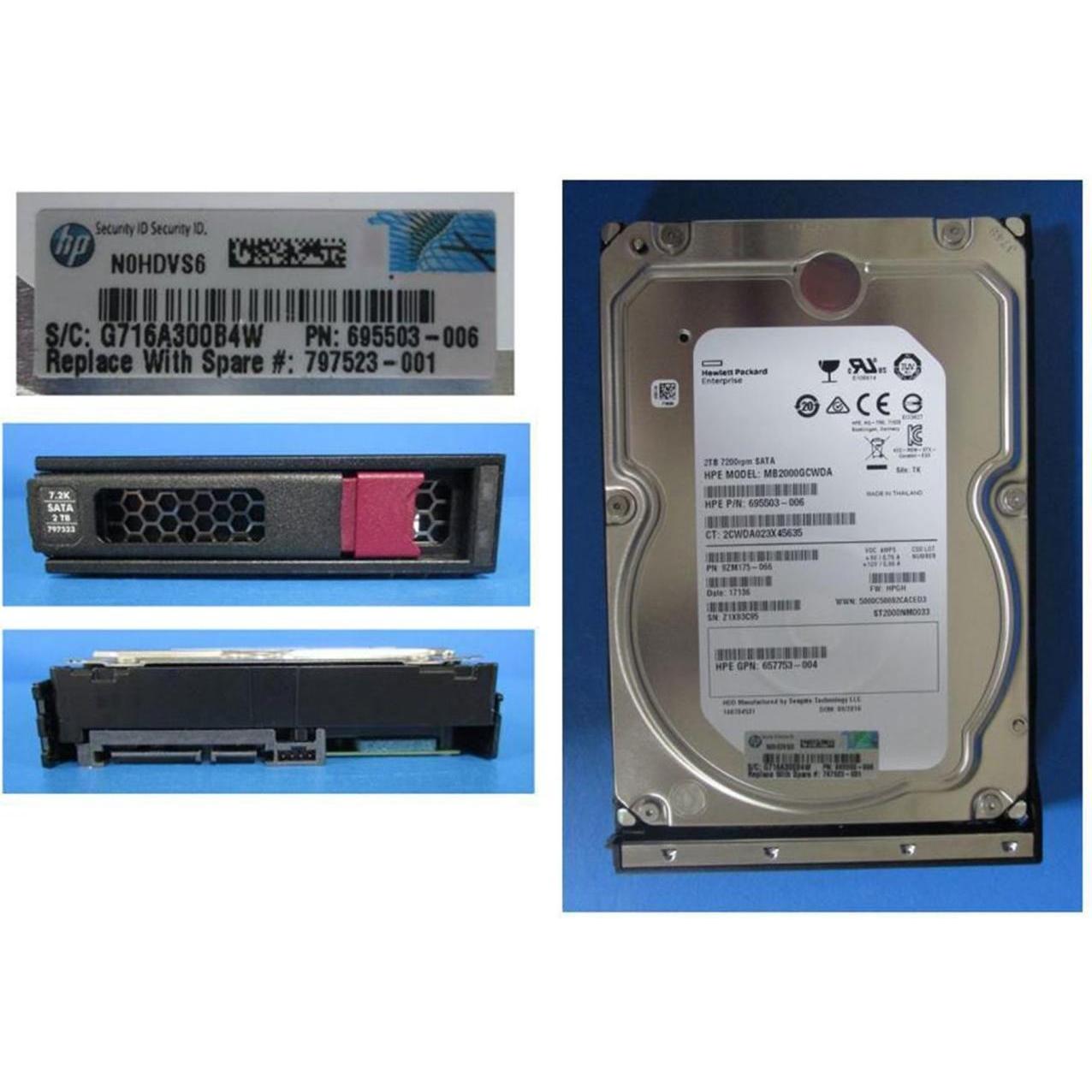 HPE DRV HD 2TB 6G 7.2K 3.5 SATA LP (2 TB, 3.5"), Disco rigido