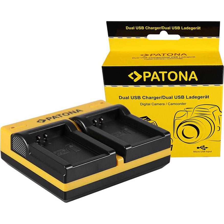 Patona Caricabatterie doppio USB Canon LP-E12 (Caricabatterie per fotocamere), Alimentatore fotocamera, Nero