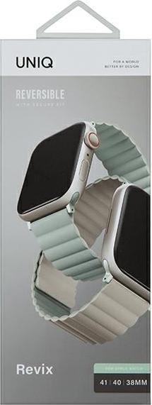 Produktbild Uniq pasek Revix Apple Watch Series 1/2/3/4/5/6/7/8/SE/SE2 38/40/41mm. Reversible Magnetic zielony-b (41 mm, 38 mm, 40 mm, Silikon, Edelstahl)