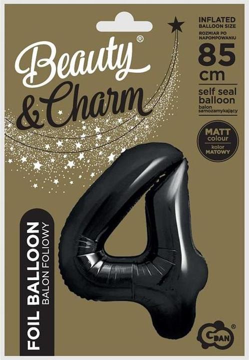 Produktbild GoDan B&C Folienballon Nummer 4, mattschwarz, 85 cm (1 x)