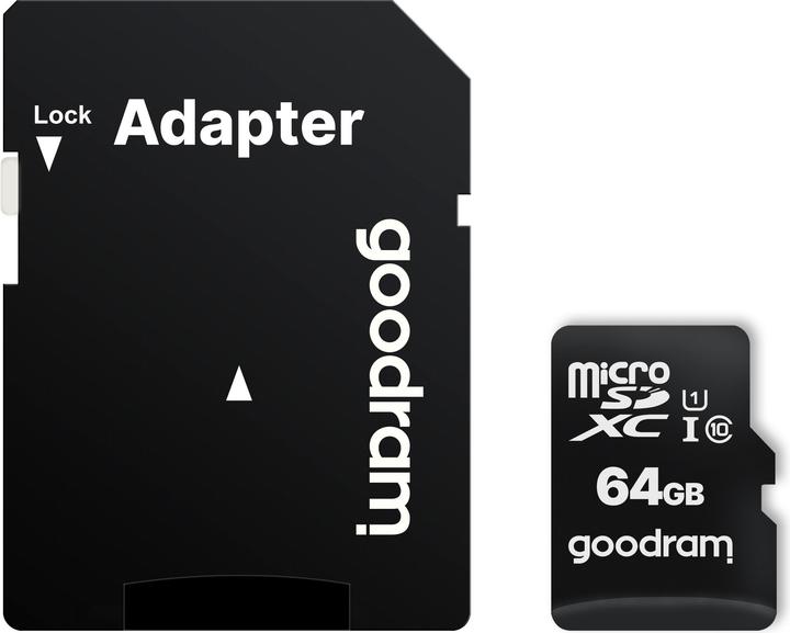 Produktbild Goodram Microcard M1AA + adapter (64 GB, microSDXC, U1, UHS-I)