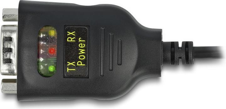 Actual product image Delock Adapter USB 2.0 Type-A to Serial RS-232 D-Sub 9 Pin 2.5 kV Galvanic Isolation 2 m (2 m, Industrial cables)