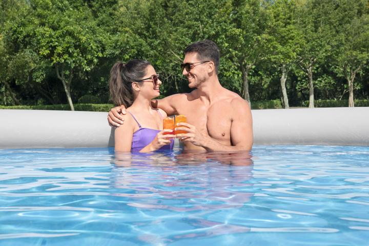 Productafbeelding Bestway Fast Set 57313 bovengronds zwembad Framed pool Rond 9677 L Grijs (457 x 84 cm)