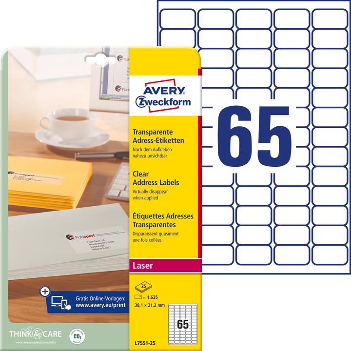Actual product image Avery Transparent address labels