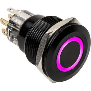 DimasTech Vandalismusschalter/-taster 22mm, Blackline Ring - RGB, Taster + Schalter, Schwarz