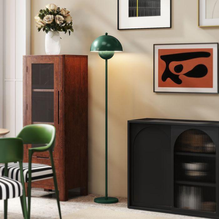 Actual product image Swisshandel24 Stehlampe, runder Schirm, Fussschalter, langes Kabel, eleganter Look, Stahl, Grün (E27)