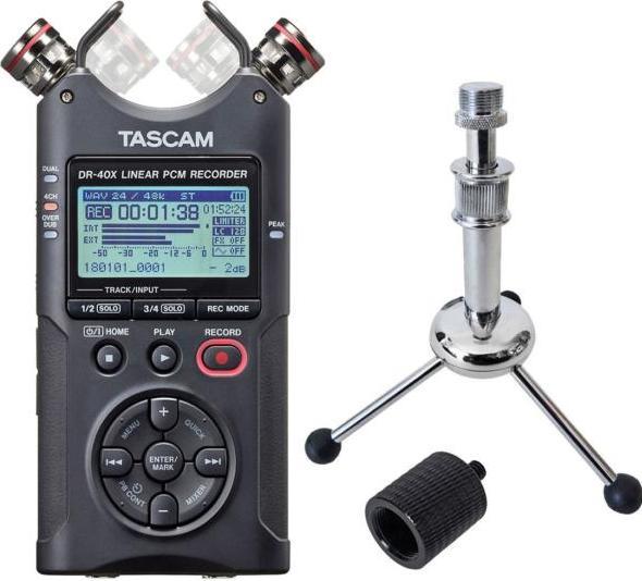 Tascam DR-40X recorder with tripod stand with adapter (Multitrack recorder)