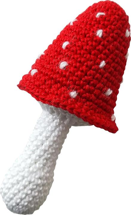 Produktbild Natura Punto HÃ¤kelpilz, Dekopilz, schmaler Pilzhut, weiss-rot, handgemacht, L 9 cm