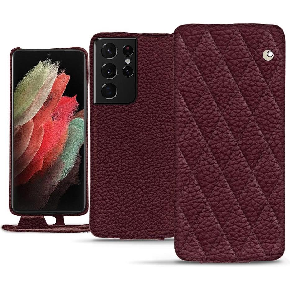 Noreve Lederschutzhülle vertikal (Samsung Galaxy S21 Ultra), Smartphone Hülle, Violett