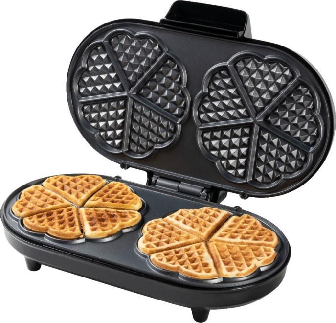 Actual product image Bestron Double waffle iron for classic heart-shaped waffles