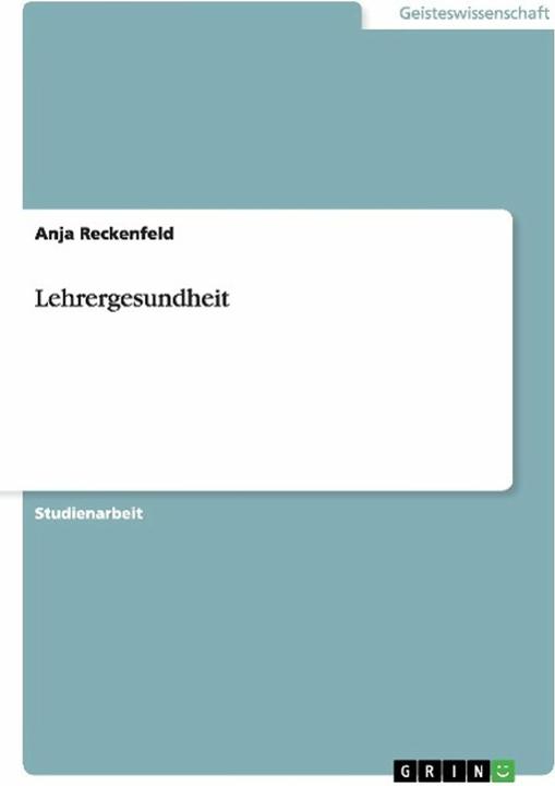 Produktbild Lehrergesundheit (Deutsch, Anja Reckenfeld, 2014)