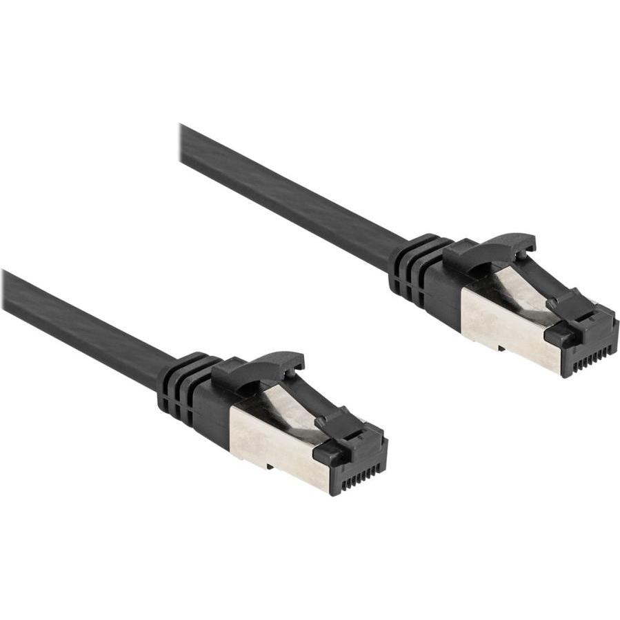 Delock RJ45 Flachband Patchkabel Stecker zu Stecker Cat.8.1 flexibel 0,25 m schwarz (U/FTP, CAT8.1, 0.25 m), Netzwerkkab...