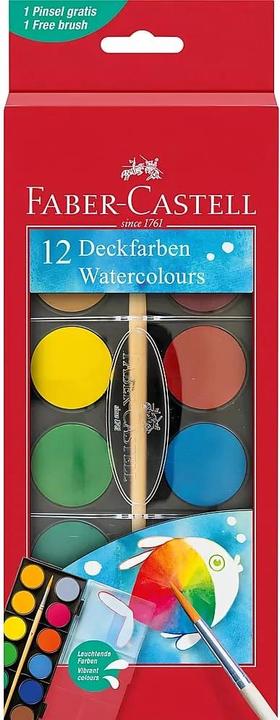 Faber-Castell Kit d'aquarelle 12 couleurs avec pinceau
