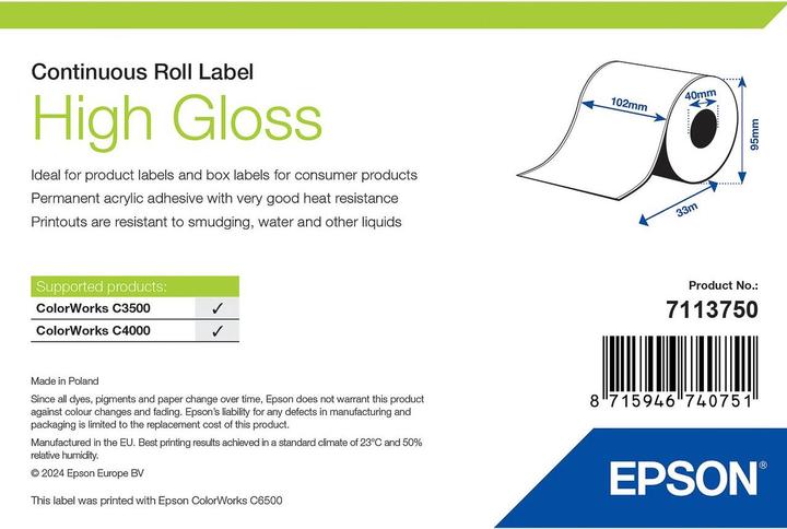 Epson High Gloss Label Continuous (10.20 cm)