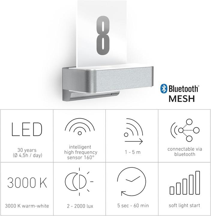 Produktbild Steinel L 820 SC SI Up- & Downlight House number 087579 LED-Aussenwandleuchte mit Bewegungsmelder, L (5 m)