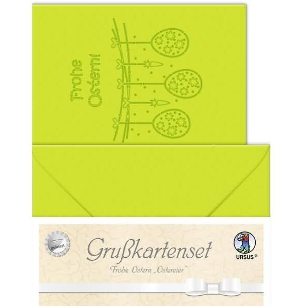 Ursus, Grusskarte + Briefpapier, Blankokarte Ostern grün (5 Stk.)